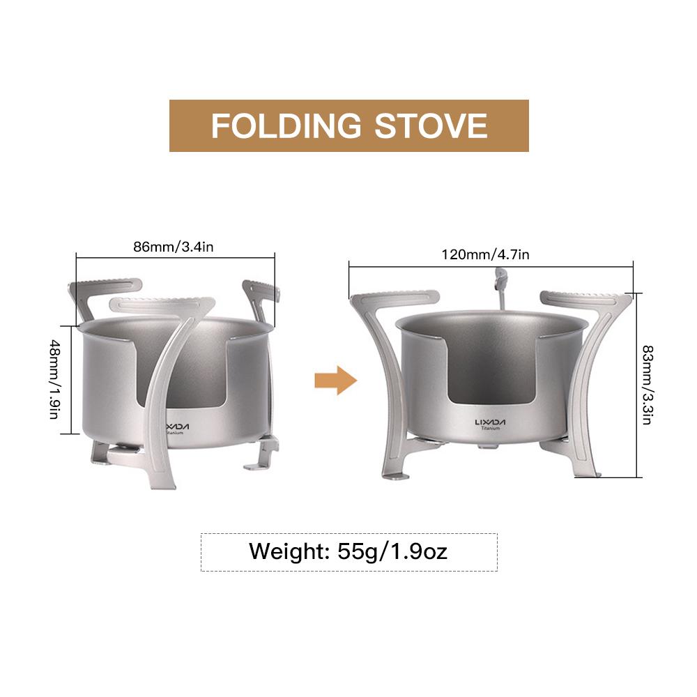 Lixada Titanium Alcohol Stove Ultralight Mini Pocket Alcohol Stove for Hiking Backpacking Fishing