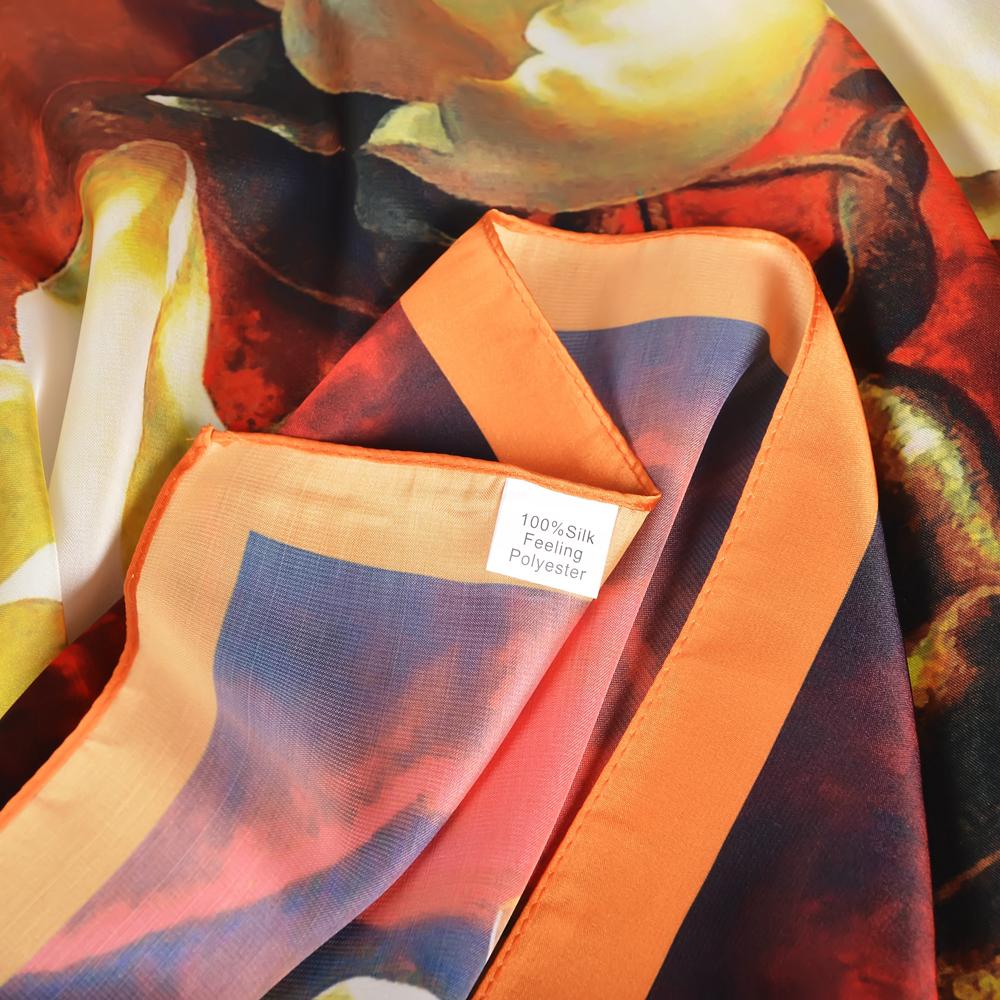 BYSIFA Новый Оранжевый Кофейный Шелковый Шарф Хиджаб Мода Элегантные Цветочные Квадратные Шарфы Фуляр Весна Осень Женский Головной Шарф Аксессуары