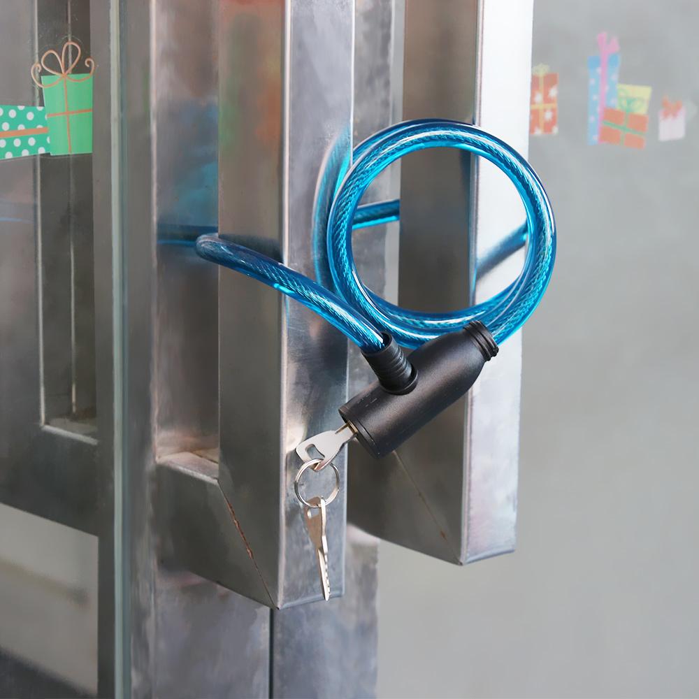 Chain Cable Anti-Theft Steel Spiral Cable Bike Accessories Scooter Safety Bicycle Lock With 2 Keys