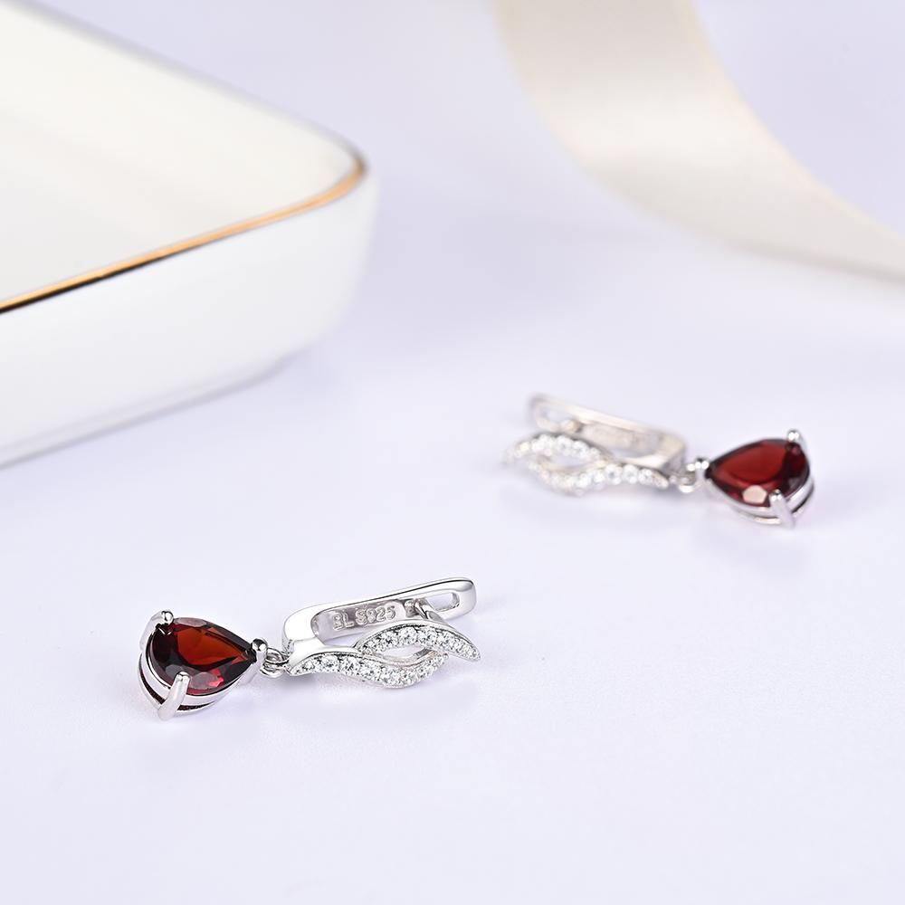 Серьги-клипсы из стерлингового серебра 925 пробы с натуральными грушевидными гранатами 6*8 мм 2,86 карата Простые изящные украшения для женщин в качестве подарков на фестиваль
