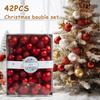 Yousheng 42Pcs 3/4/5cm Christmas Balls Set Glitter Surface Various Pattern Christmas Balls Shatterproof Home Reusable Ornaments