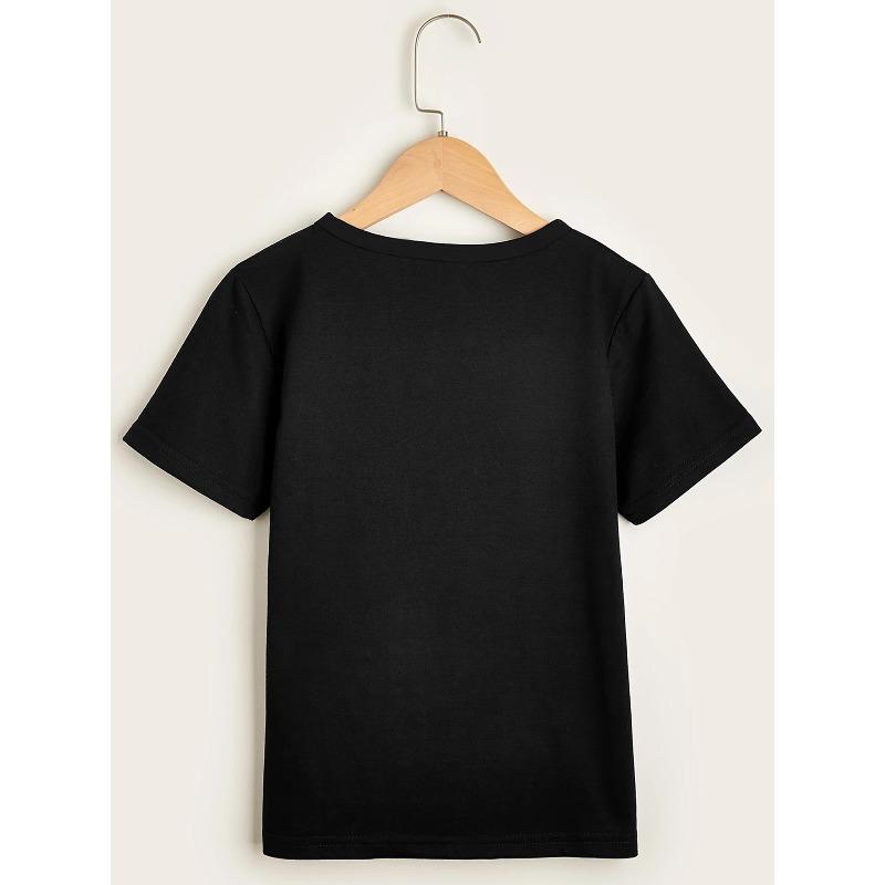 Girls Soccer Sister Letter Print Crewneck Short Sleeve Tee