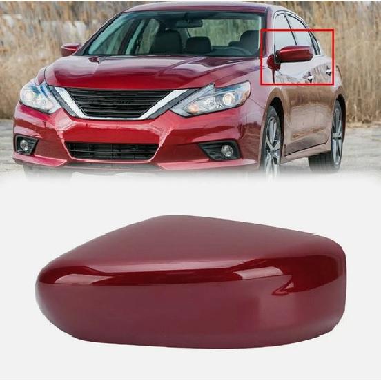 Red Left Driver Side Mirror Cover Cap For Nissan Altima 2013-18 W/O Turn Signal