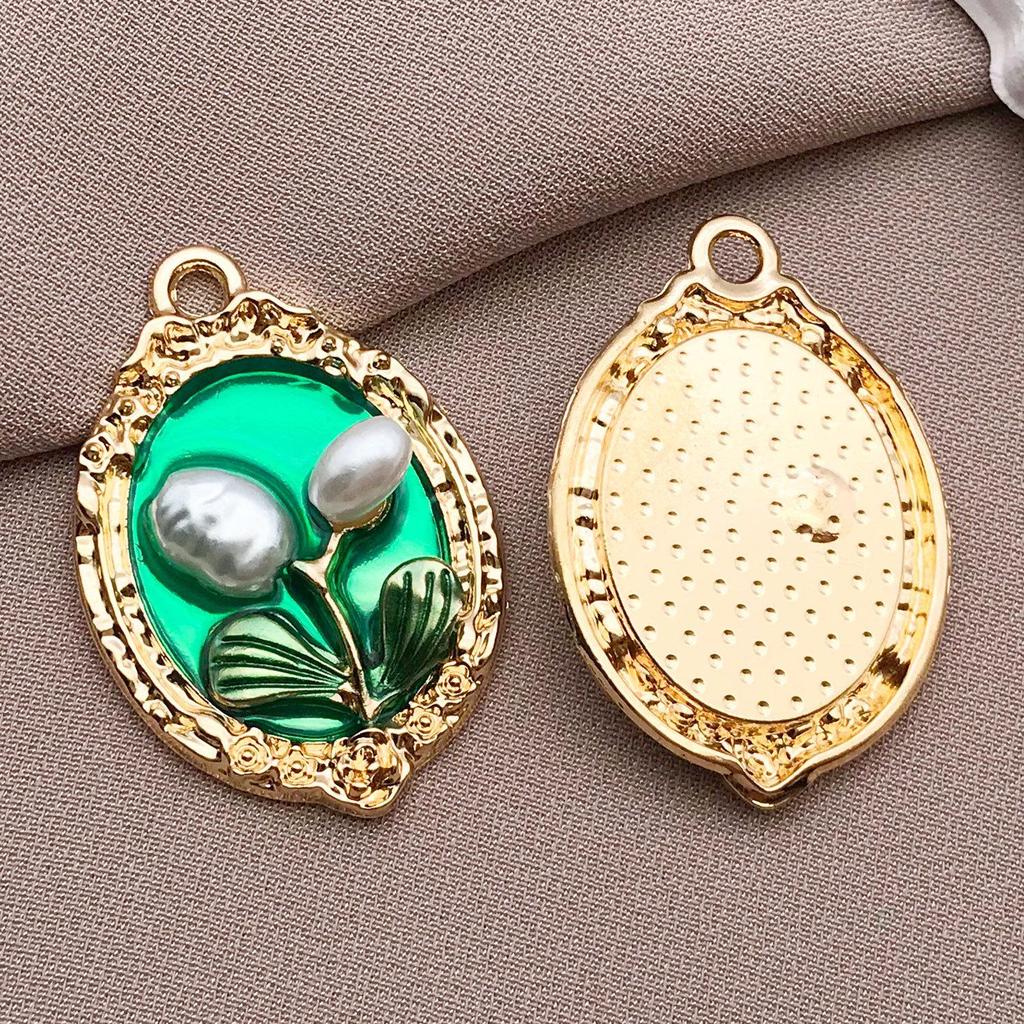 Французский Ретро Роскошный Набор Эмалевых Серьг и Ожерелья: Сад Моне Масляная живопись Дизайн цветов