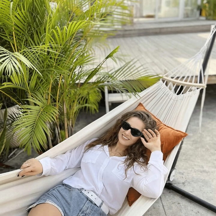 Garden Hammock Double 260 X 155 With Strong Crossbar - Natural Color