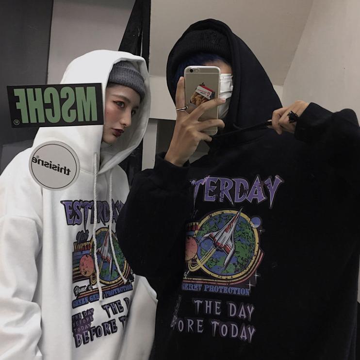 Осенне-зимняя плюшевая свободная толстовка с капюшоном в Корейском стиле, темный тонкий топ в стиле ретро, ​​мужская и женская мода