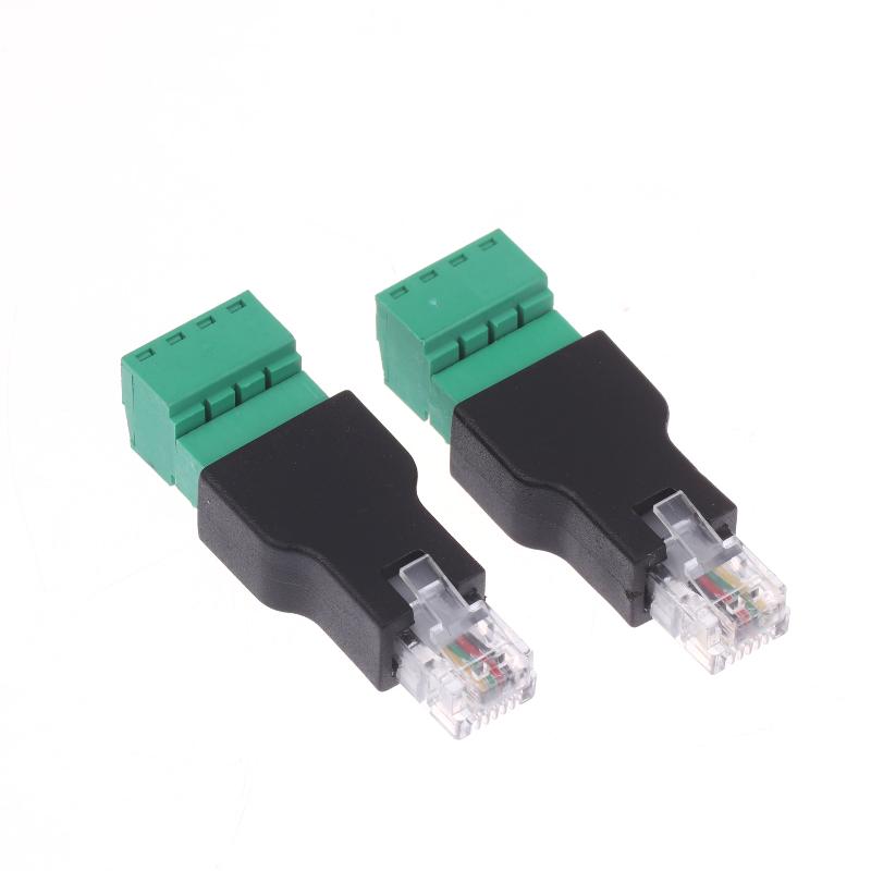 1/2 шт. 6P4C Штекер на 4-контактный винтовой клеммный преобразователь RJ11 Ethernet-разъем для телефонного приемника Удлинительный кабель-адаптер