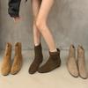 Женские ботильоны 2026 Осень Круглый носок Замша Нескользящие Короткие ботинки Уличные Повседневные Низкий каблук Модные ботинки Женские Botas De Mujer