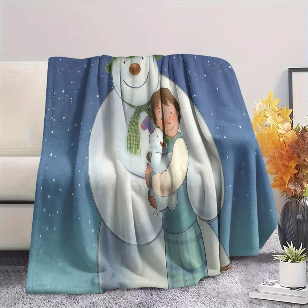 1PC The Snowman Print Flannel Blanket, High quality All Seasons, Home Decor, Warmth and Comfort, Perfect for Christmas Gifts