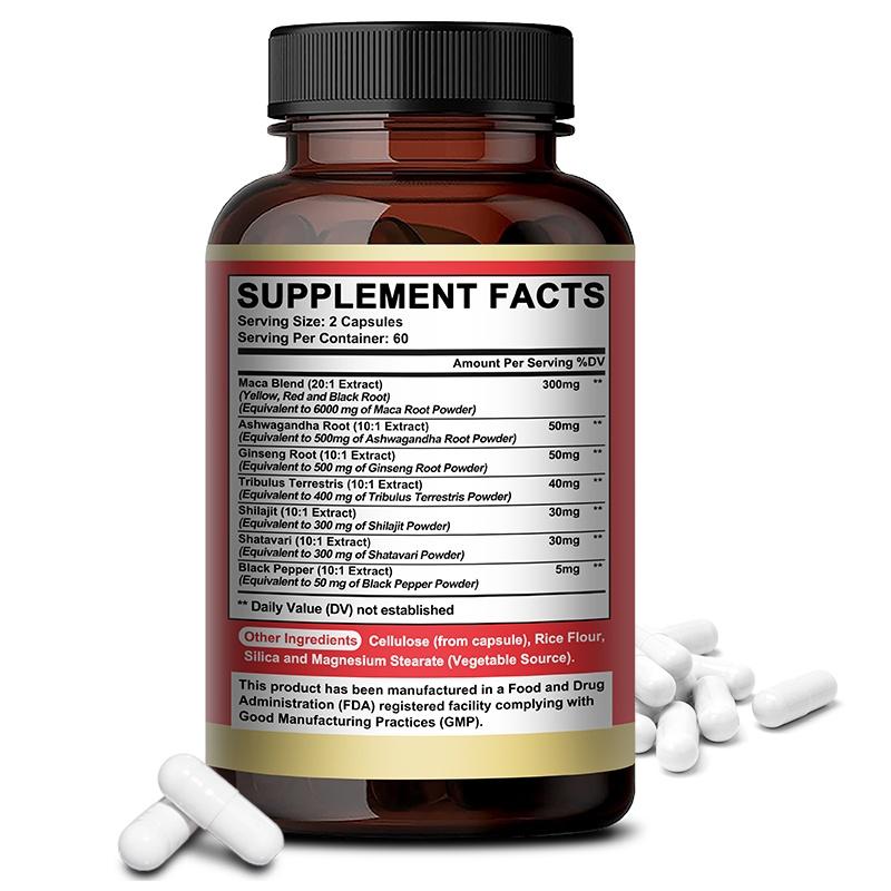 Taoters Maca Root Capsules, Yellow Red Black, 7 Herbs, Extra Strength, 120 Caps