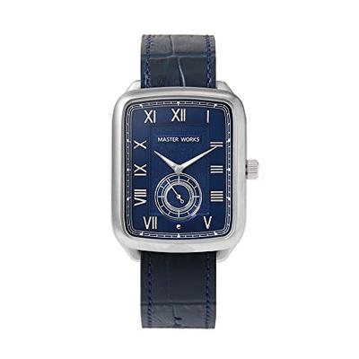 Мужские часы MASTER WORKS Quadrangle MW10SN-GCBLG8, Сделано в Японии, Кварцевый механизм, 33 мм, Кожаный ремешок, Квадратная форма, Темно-синий