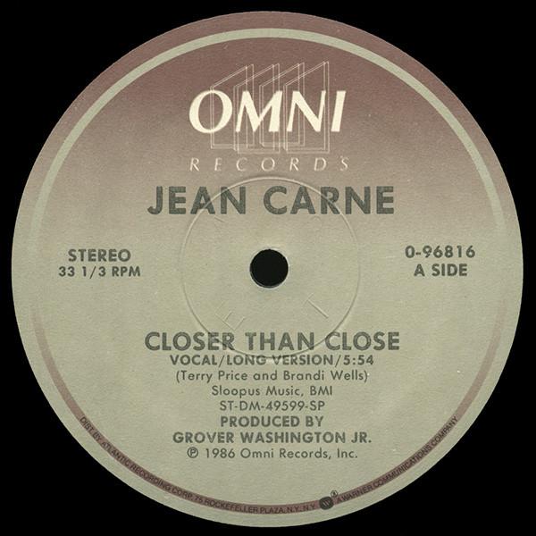 12-дюймовая пластинка JEAN CARN Closer Than Close 096816 Omni Records 1986 США SoulFunk Б/у