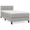 3140025 vidaXL Divan Bed with Mattress Light Grey 90x200 Cm Fabric