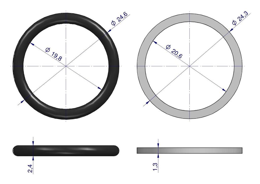 Zestaw Uszczelnień Do Szybkozłączy Hydraulicznych 1/2" Iso 7241-A (Seria Euro) Waryński ( Sprzedawane Po 5 )