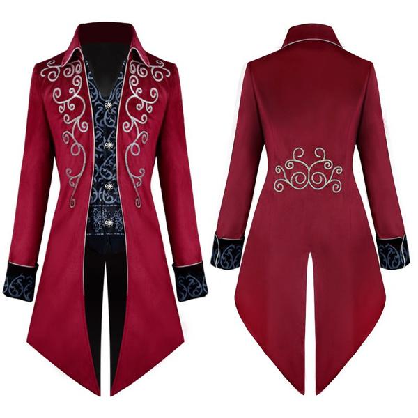 European and American Fashion New Style Halloween Cosplay Costume Tuxedo Medieval Renaissance Retro Costume Men Long Swallow-tailed Coat Clothing