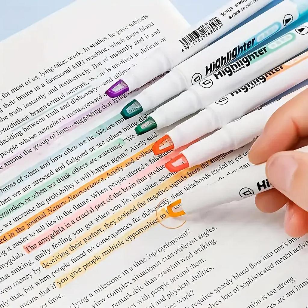 6 шт. маркеров-маркеров Clear View - мягкие светлые цвета, видимый наконечник для точной маркировки, идеально подходят для студентов, школы и офиса