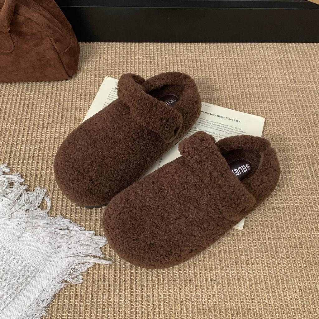 Тапочки Queen Fan французские на толстой подошве, пушистые, для женской одежды, новинка 2025 года, осень-зима, увеличивающие рост, ретро, с закрытым носком