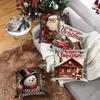 New Christmas Snowman Elk Print Festive Atmosphere Pillow Cover Home Office Car Cushion Cover