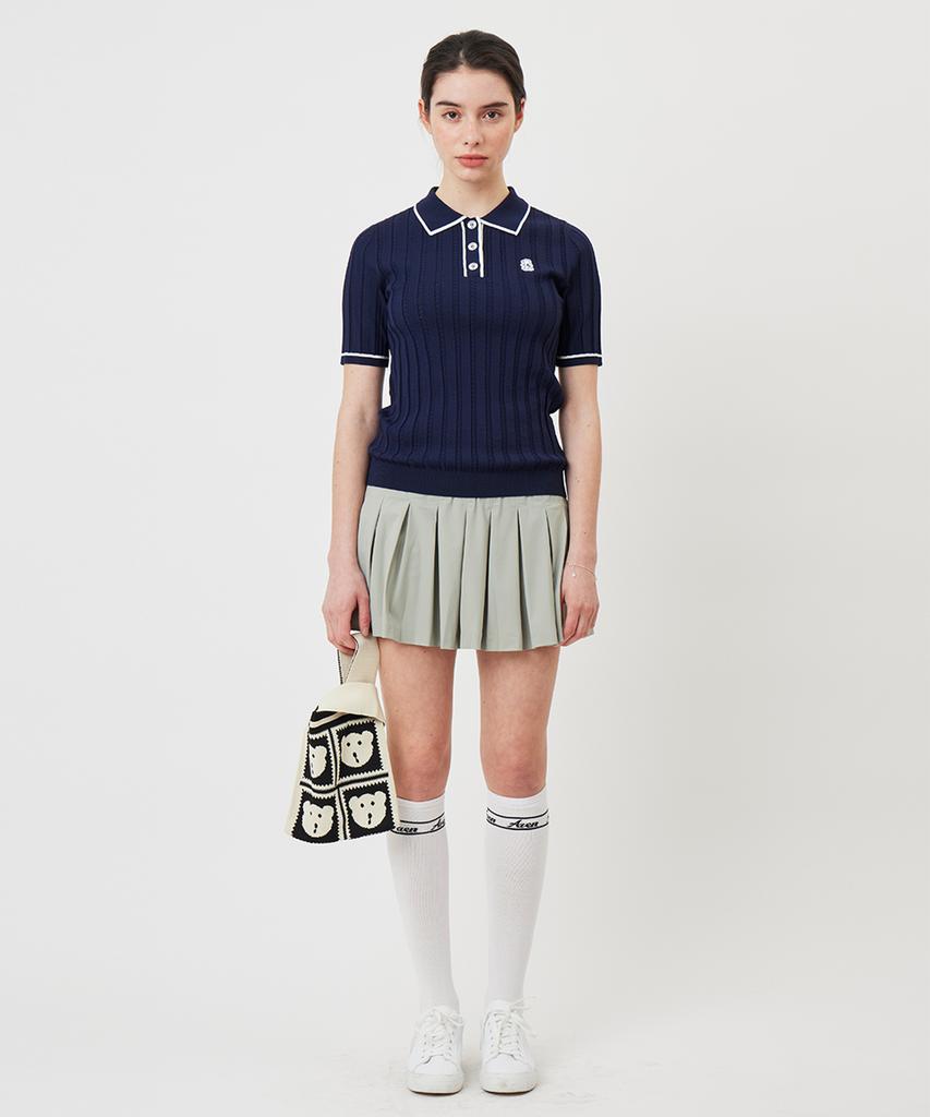 AVEN Evenbear Half Knit Polo Shirt Navy
