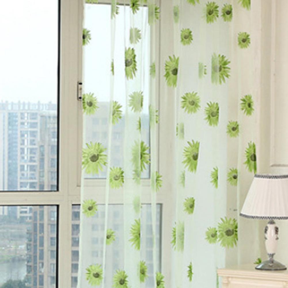 Романтичные полупрозрачные занавески из марли для окон Современные тюлевые занавески с подсолнухами Спальня