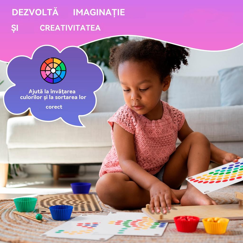 Montessori Educational Beads Toy, 77 Multicolor Beads for Color Sorting, Fine Motor Skills Training, Ages 3+