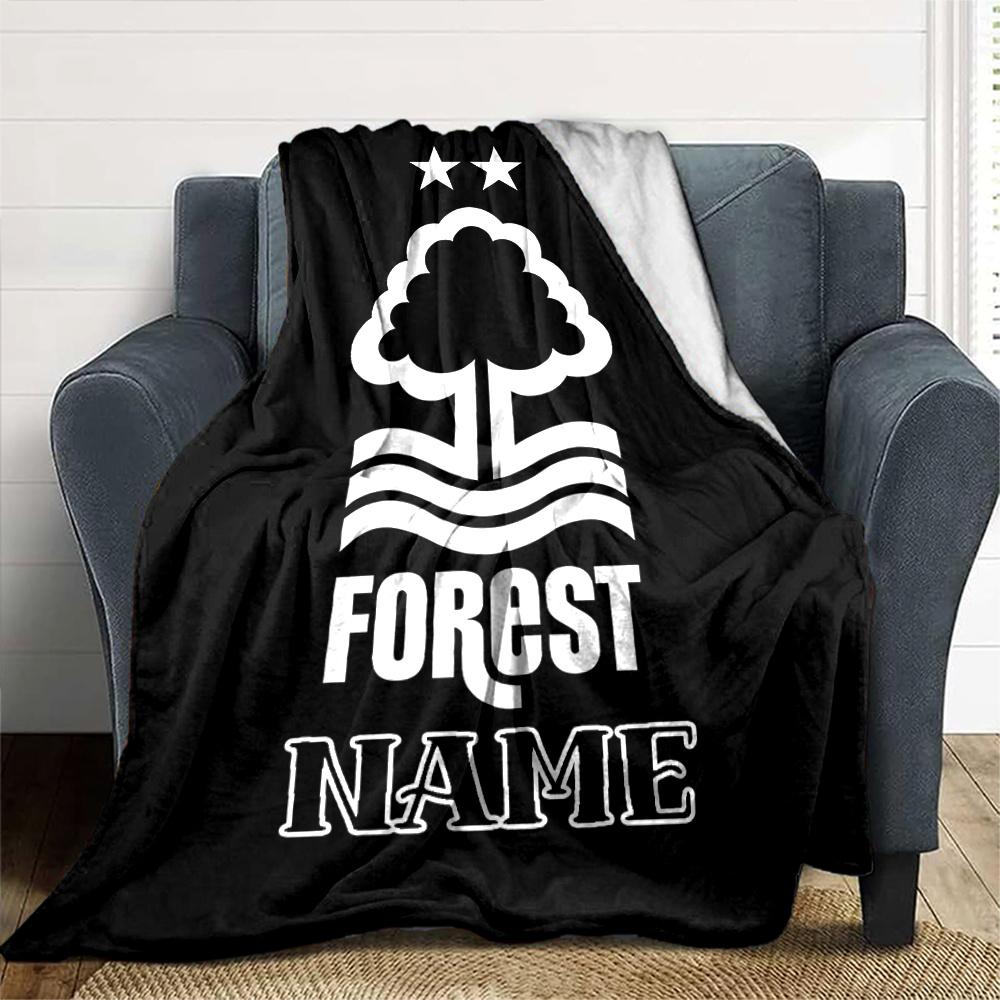 Forest Name Tree Logo Blanket Lightweight Blanket For Sofa Bed Travel Camping Living Room Office Sofa Chair And Bed Digital Printed Fleece Blanket