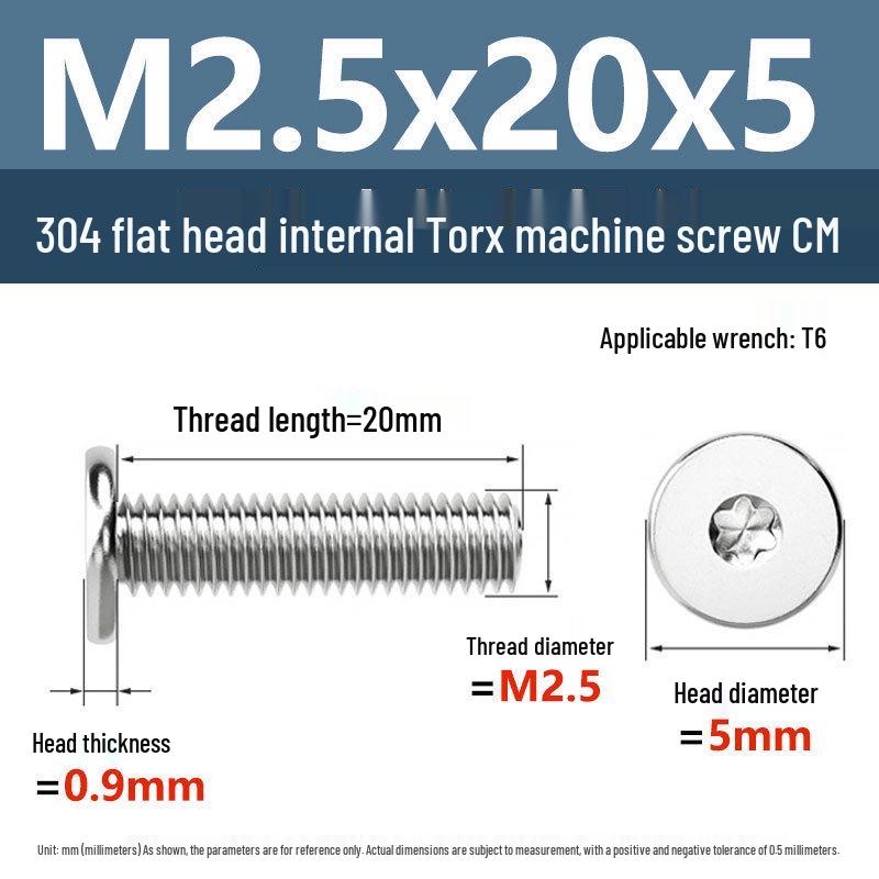 Yigu Винт Torx из нержавеющей стали 304 с тонкой плоской головкой M2-M8 для компьютерной техники