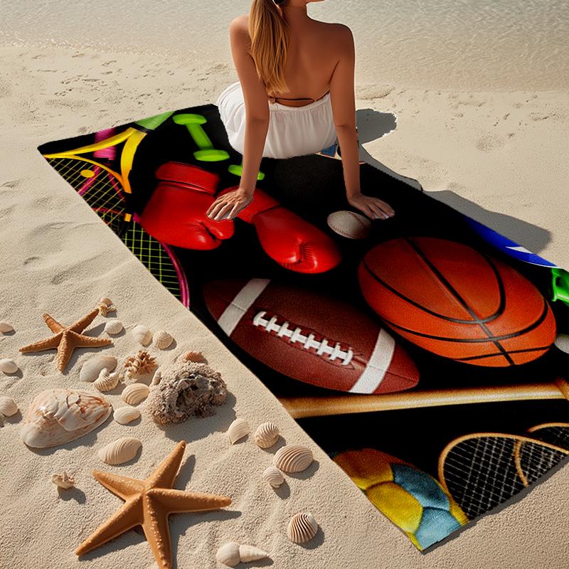 Sports Equipment Collection Beach Towel, Super Soft Microfiber, Gift for Her/Him, Birthday, for Pool, Beach, Travel, Home Decor Fan gifts