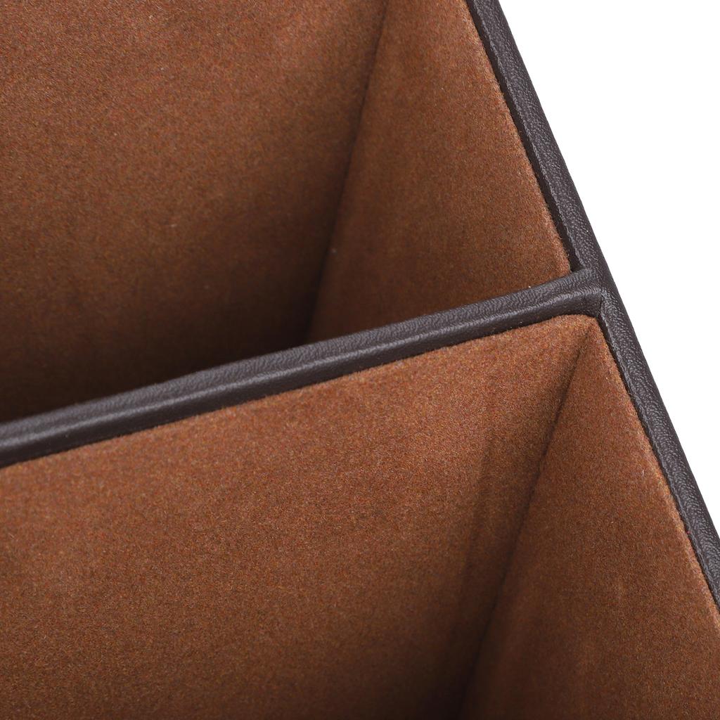 Desk Faux Leather Storage Box Stationery Organizer MultiFunction Supplies Coffee Color 3 Grid