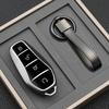 Чехол для ключа для BYD Song Plus Atto 3 Han EV Tang DM Qin Seal Dolphin Leather Metal Remote Fob Holder Keychain Car Accessories