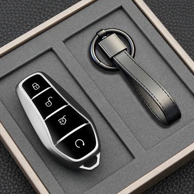 Чехол для ключа для BYD Song Plus Atto 3 Han EV Tang DM Qin Seal Dolphin Leather Metal Remote Fob Holder Keychain Car Accessories