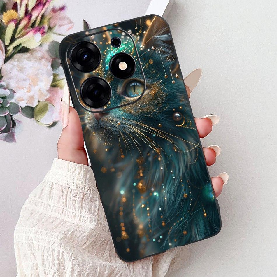 Чехол для телефона Tecno Spark 10 Pro Spark 10Pro 4G KI7 Элегантный Цветочный Кот Печать Мягкий Силикон TPU Чехлы