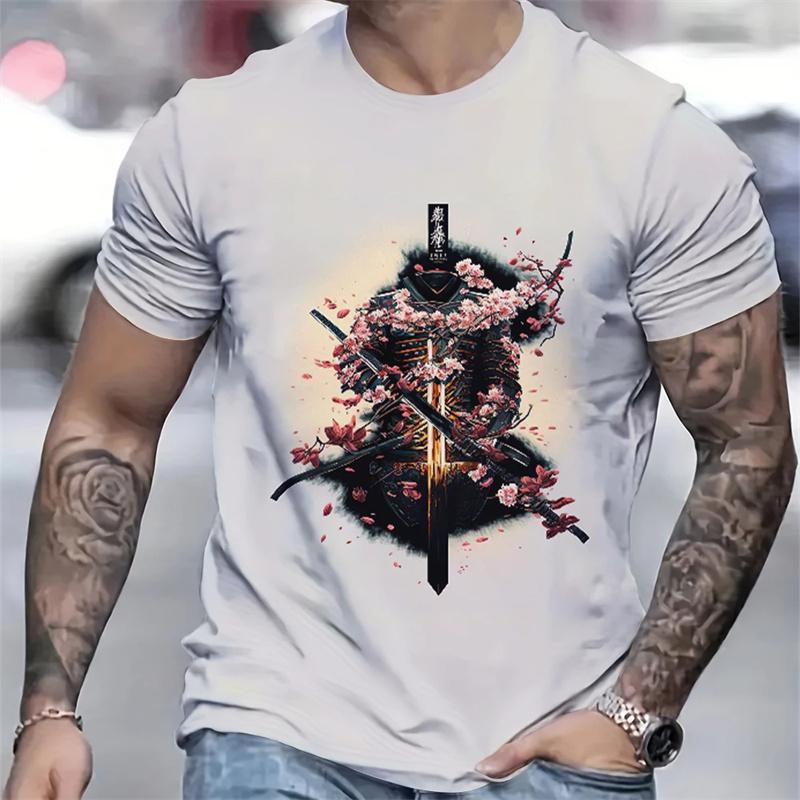 3D Printed Japan Samurai T Shirt For Men Personality Pattern T-Shirts Summer Fashion O-Neck Street Loose Tops Short Sleeve Tees