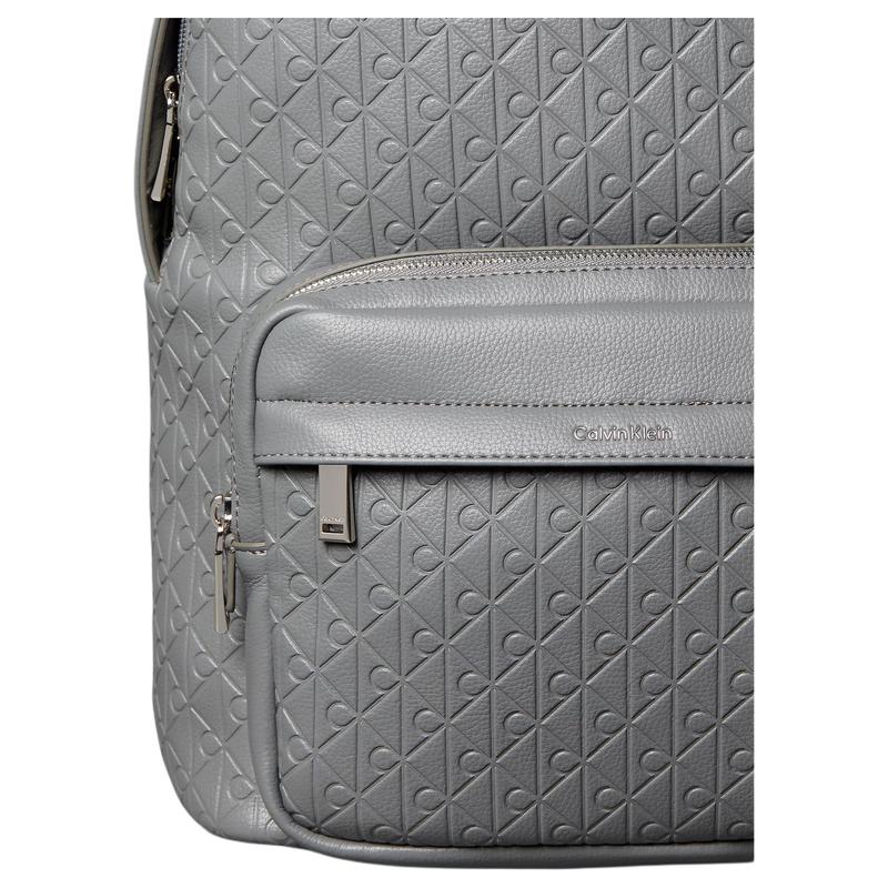 Calvin Klein Signature embossed adjustable shoulder strap polyurethane backpack men's charcoal gray