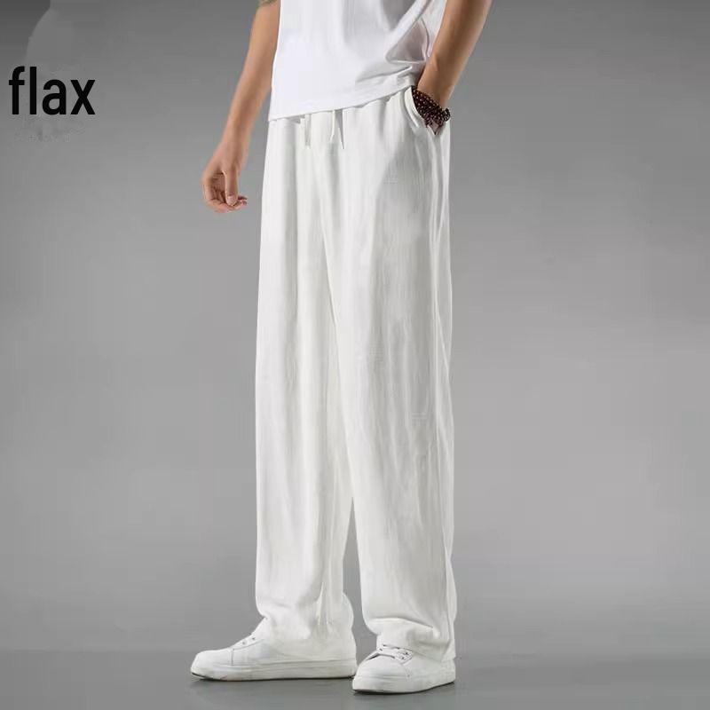 Унисекс летние льняные хлопковые брюки широкого кроя - дышащие, легкие, свободного кроя