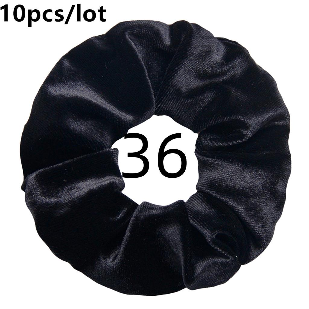 10pc/lot Scrunchies Velvet Scrunchies Hair Accessories For Women Elastic Bands Elegant Ponytail Solid Colors Coffee Black Grey