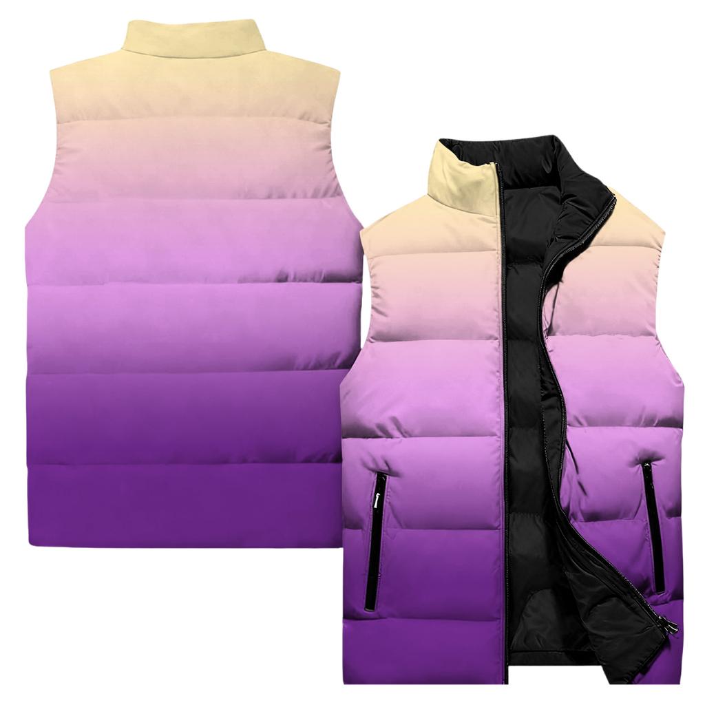 Ladies' Casual And Fashionable Sleeveless Vest Gradient Color Printing Cotton Jacket