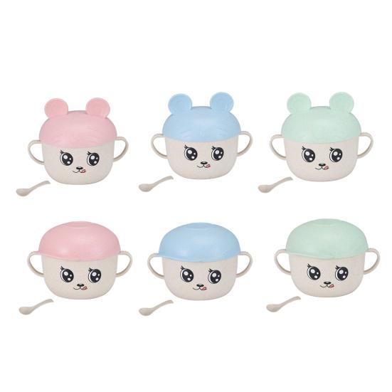 2 шт./компл., 450 мл, миска для кормления, держатель для смартфона, дизайн, защита от падения, пищевой материал, детская обеденная соломенная миска для детского сада