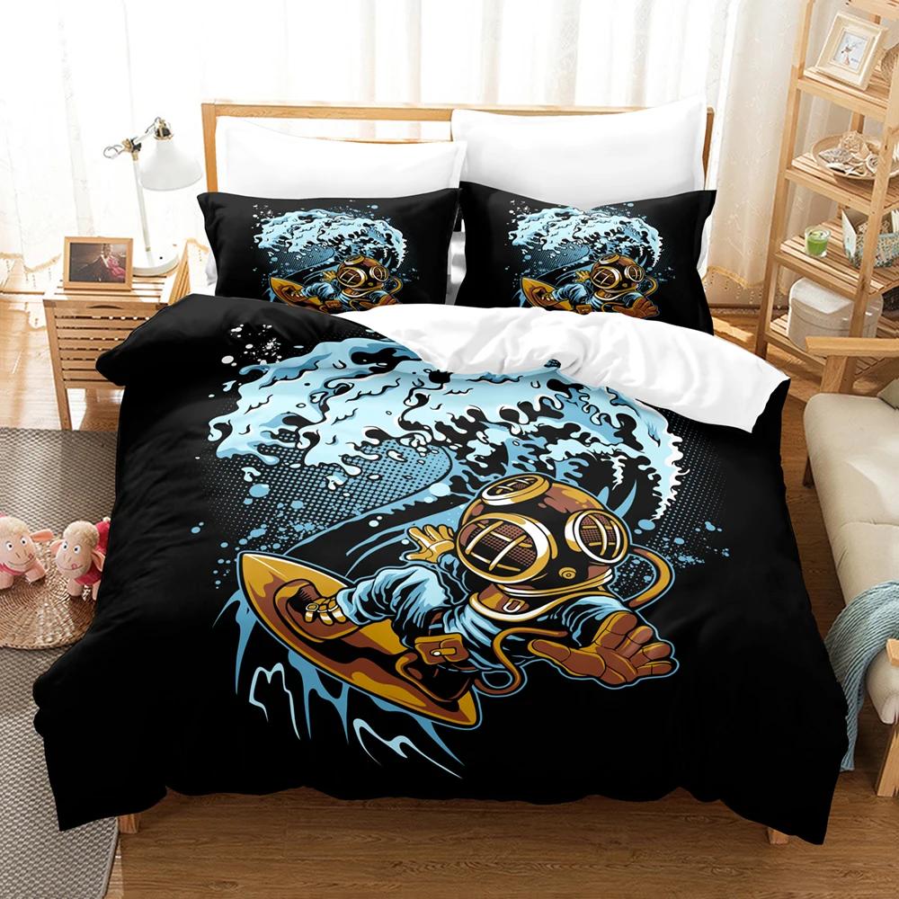 Surfboard Comforter Cover Summer Sea Surfing Theme Duvet Cover Ocean Theme Bedding Set For Kids Teens Quilt Cover +Pillow Cases