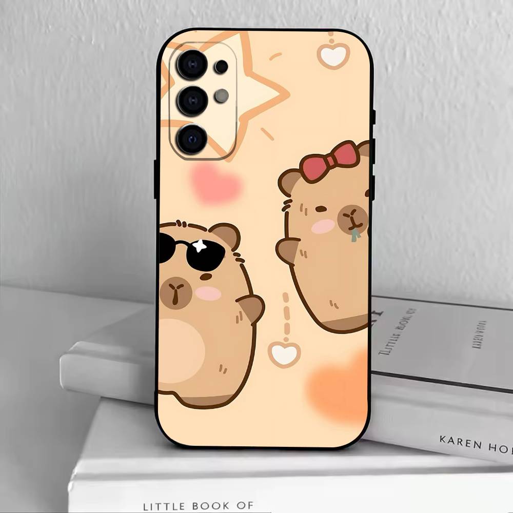 Cute K-Kawaii Capybara   Phone Case Black Silicone Soft For Samsung S25,S24,S21,S22,S23,S30,Ultra,S20,Plus,Fe,Lite