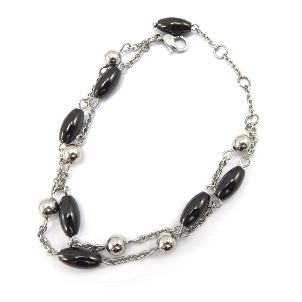 Les Trésors De Lily [K3403] - Стальной браслет Roxane черного серебра.