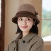 Women's Hats Autumn and Winter Middle-aged and Elderly Wool Woolen Casual Basin Hats Fashionable Versatile Warm Bucket Hats Winter