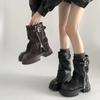 Winter Women Biker Boots Fashion Belt Buckle Ladies Elegant Platform Long Pipe Booties Casual Women's Knee High Booties