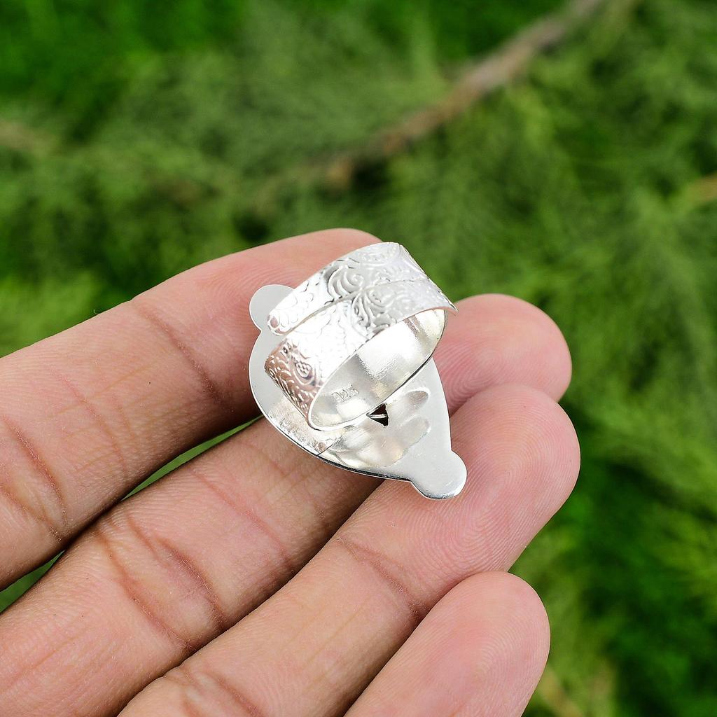 Birthday Gift For Her Natural Sunstone Promise Adjustable Ring 925 Silver