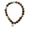 Stones and Minerals. Peruvian Turquoise Beads Bracelet + 8 Mm Wood. Made In France.