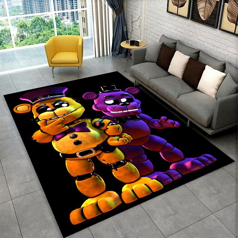 Классический ковер-коврик F-FNAF Хоррор Игра Фредди для игровой комнаты, спальни, гостиной, дивана, домашнего декора, детский коврик, нескользящий коврик для пола