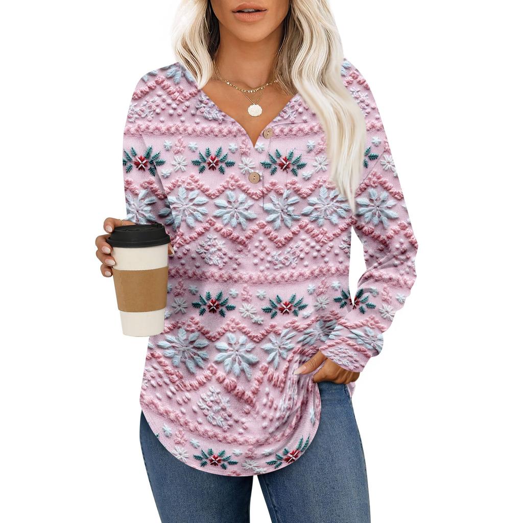 Women's Retro Printed Fashionable Long-sleeved Top