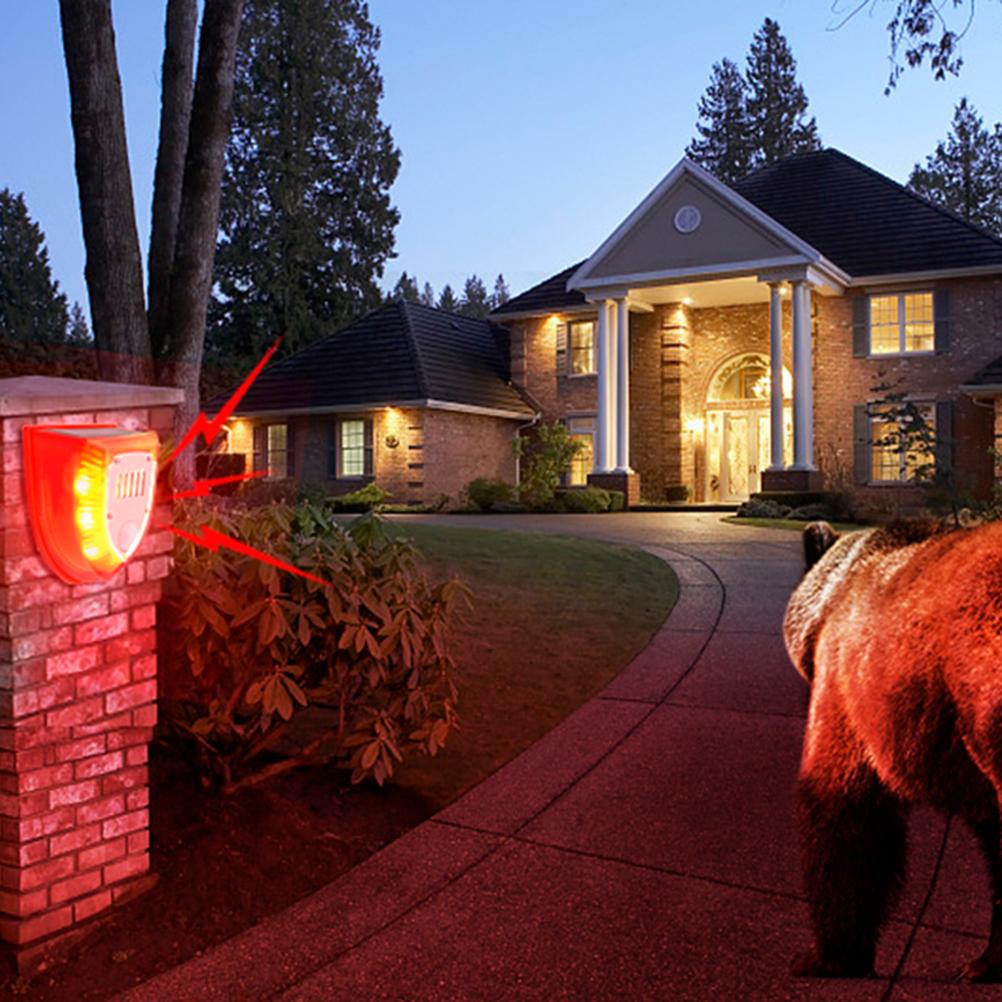 Solar Sound and Light Alarm Motion Sensor 110DB Sound Alert LED Flash Warning Strobe Security Alarm System for House