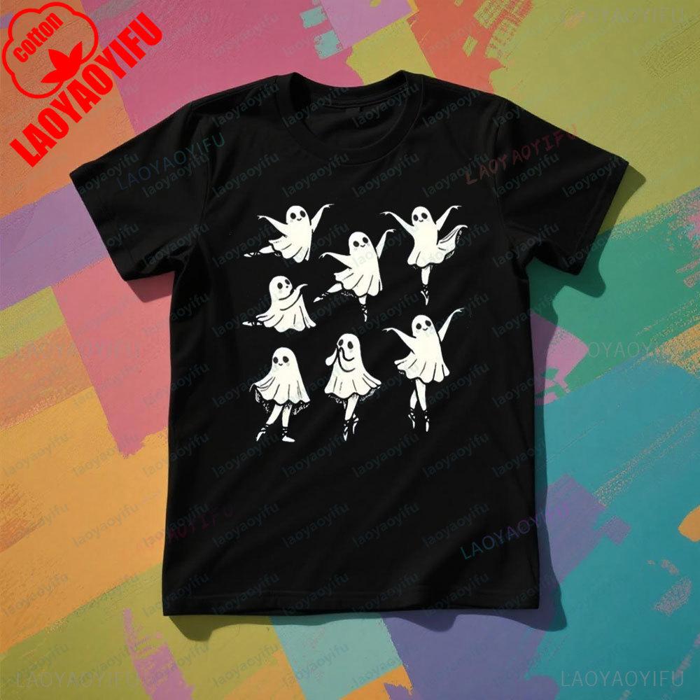 Cute Ballet Ghost Shirt VintageYK s Graphic Tee Halloween Unisex TShirt Ballet Dancer Gift Clothing Women Casual Cotton Tops