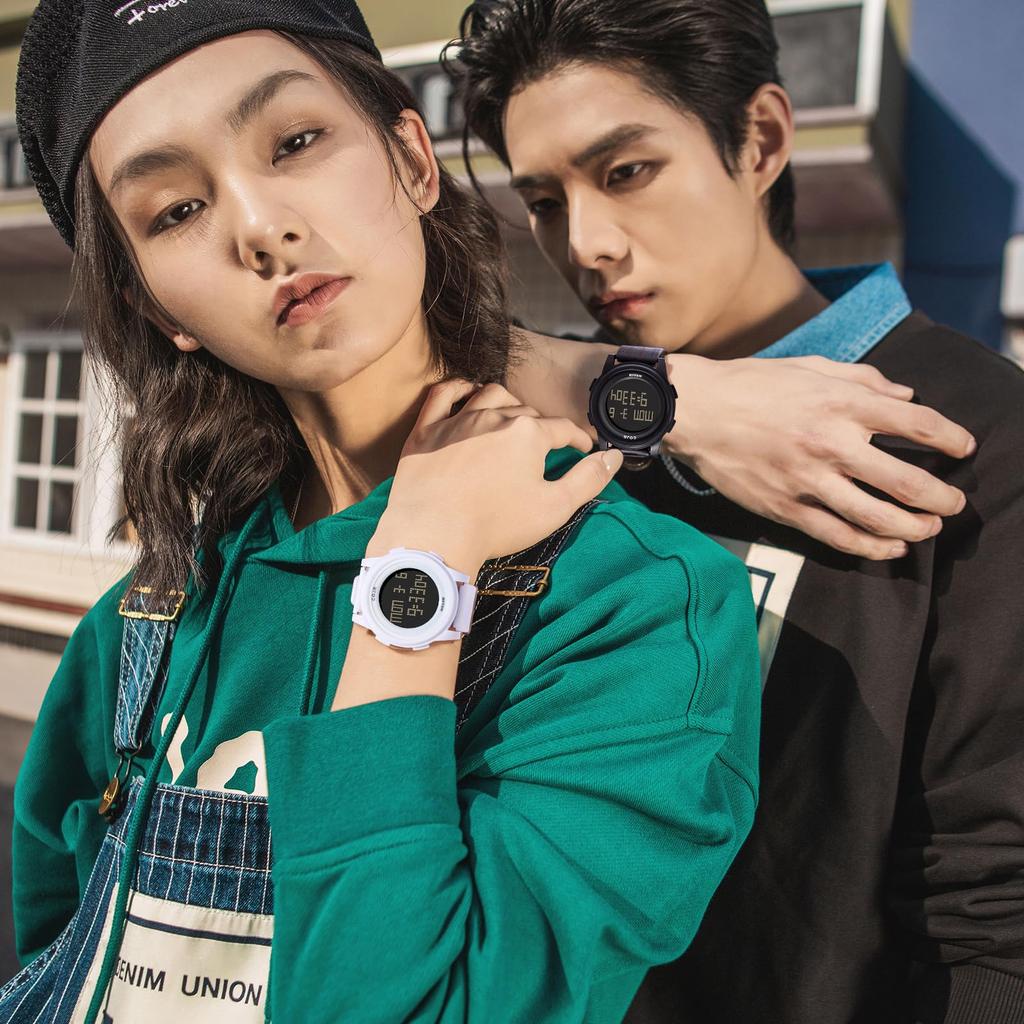 [COJR] Цифровые часы для бега, ультратонкие часы, водонепроницаемость 5ATM, многофункциональные наручные часы, мужские спортивные часы, дата, день недели, будильник,